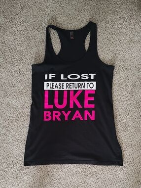 District Black Racerback Tank with Hot Pink & White LUKE BRYAN Graphic